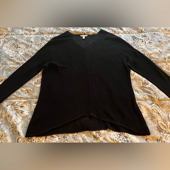 Eileen Fisher Black Organic Linen Knit Top Long Sleeve Drop Shoulder M - Picture 6 of 10